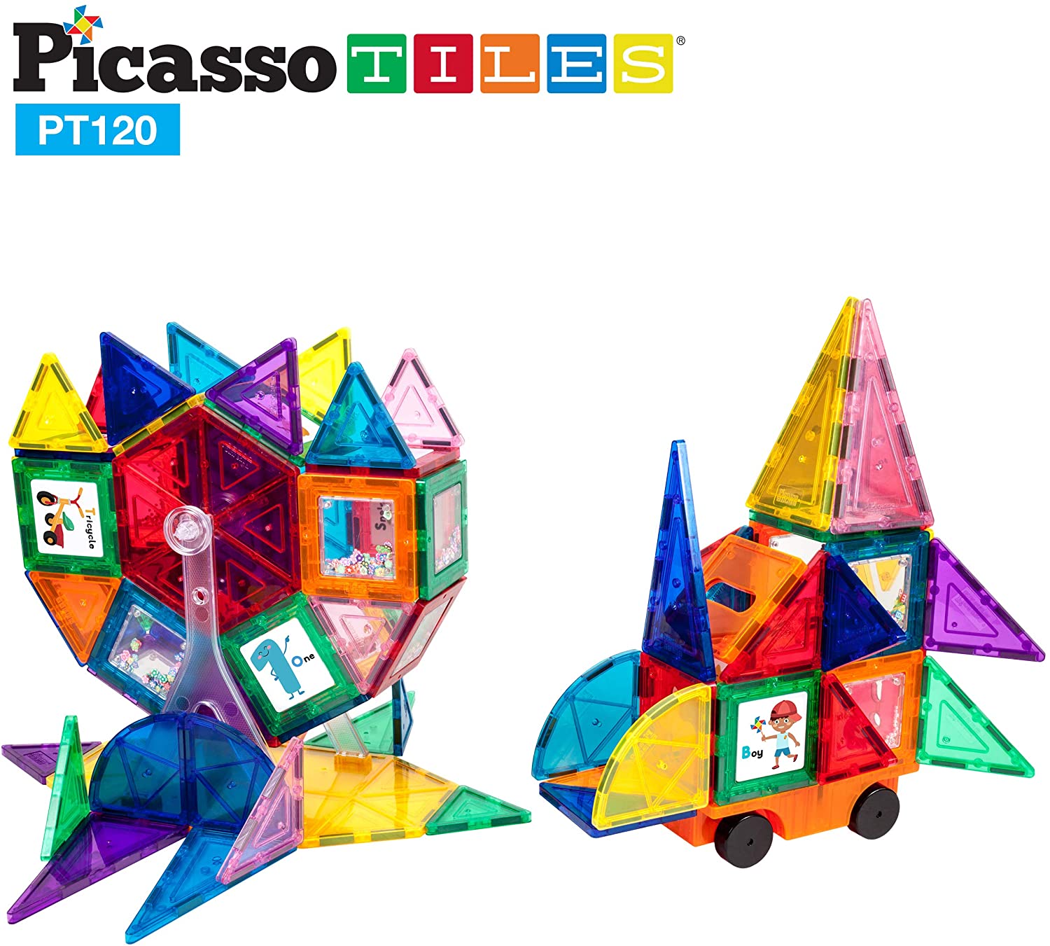 PicassoTiles 42pc Magnet Building Tiles 6 Different Shapes