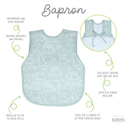 Bapron Baby - Dino Friends Bapron - Sage