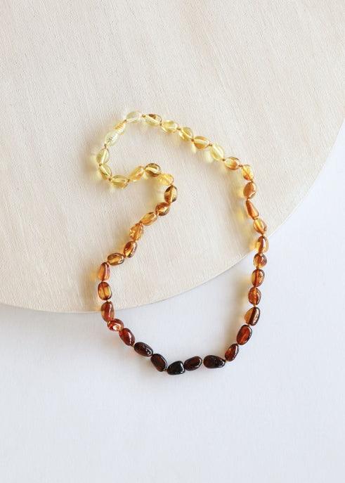 Canyon Leaf Polished Ombre Amber Necklace - 13 inch