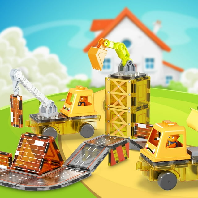 PicassoTiles - 5-in-1 Construction Vehicle w/Accessories