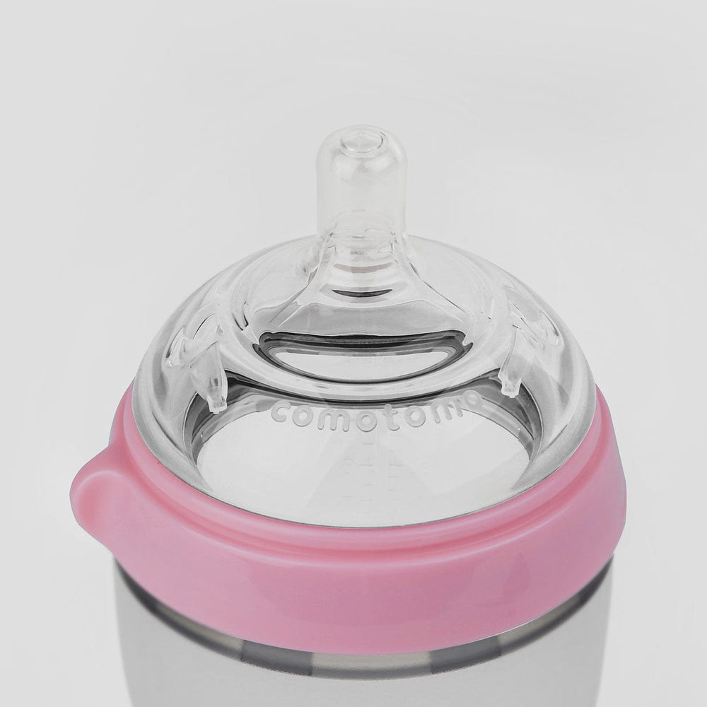 Comotomo Natural Feel Baby Bottle, Pink, 8 Ounces, Single