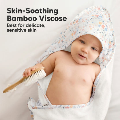 KeaBabies Cuddle Organic Bamboo Baby Hooded Towel - Wildflowers