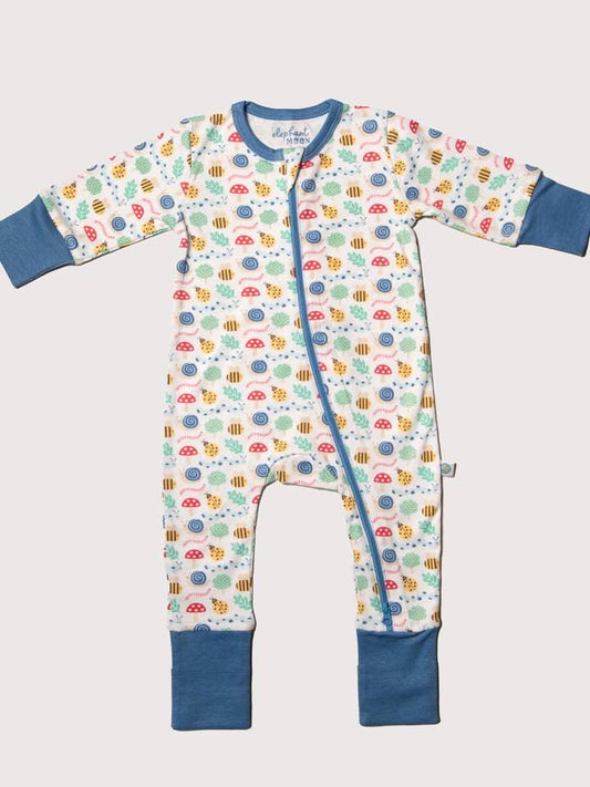 Two Way Zipper Organic Baby Romper - Busy Garden