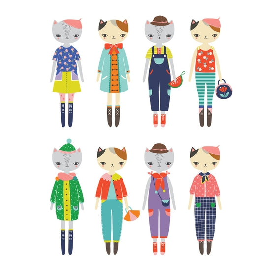 Cat Fashion Magnetic Figures