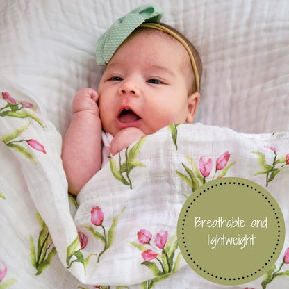 Lollybanks Cotton Swaddle Blanket - Tulip Garden