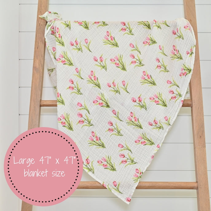 Lollybanks Cotton Swaddle Blanket - Tulip Garden