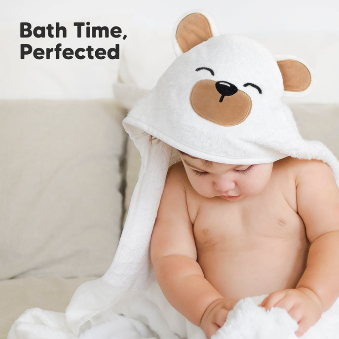 KeaBabies Cuddle Organic Bamboo Baby Hooded Towel - Grizzly