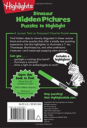 Dinosaur Hidden Pictures Puzzles to Highlight