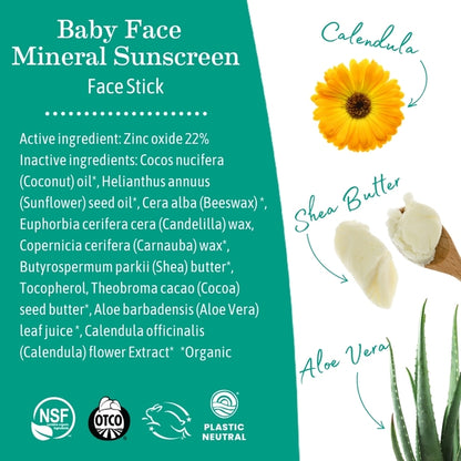 Baby Face Mineral Sunscreen Face Stick - SPF 40