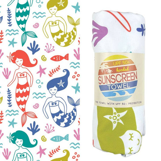 Luv Bug Co Hooded UPF 50+ Sunscreen Towel - Sea Mermaid