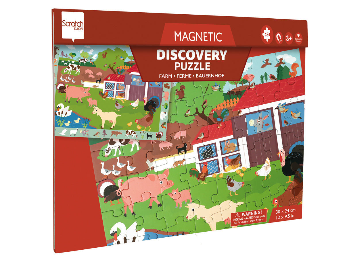 Scratch Europe - 2 In 1 Magnetic Puzzle - Discovery Game - Farm
