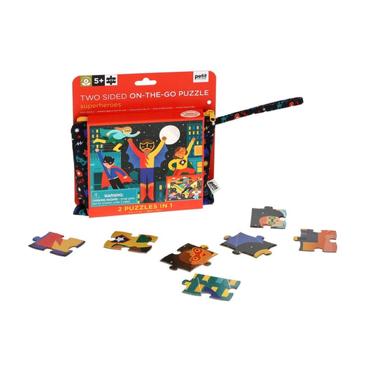 Petit Collage Two Sided On-The-Go Puzzle - Superheroes