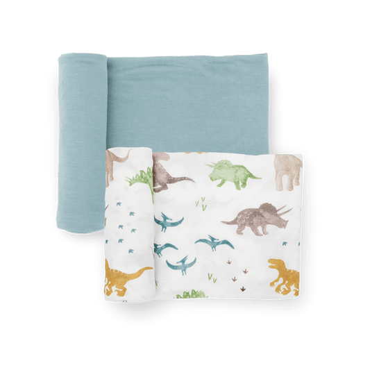 Little Unicorn Stretch Knit Swaddle Blanket 2 Pack - Dino Pals