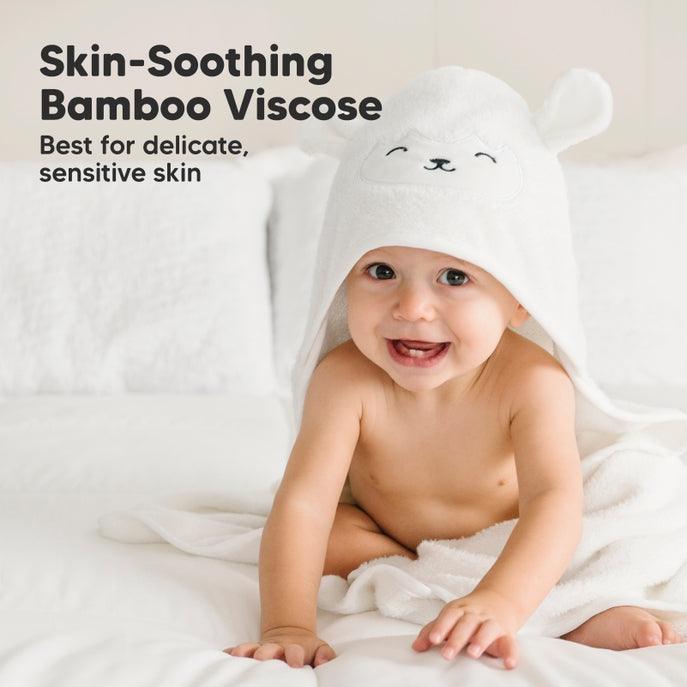 KeaBabies Cuddle Organic Bamboo Baby Hooded Towel - Lamb