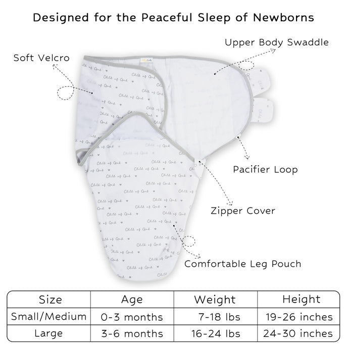 LollyBanks Organic Baby Sleep Swaddle - Child of God - S/M