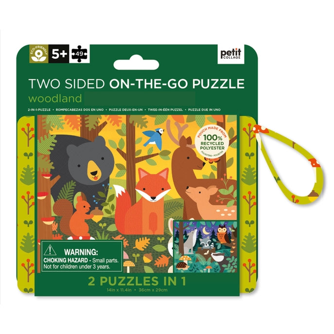 Petit Collage Two Sided On-The-Go Puzzle - Woodland