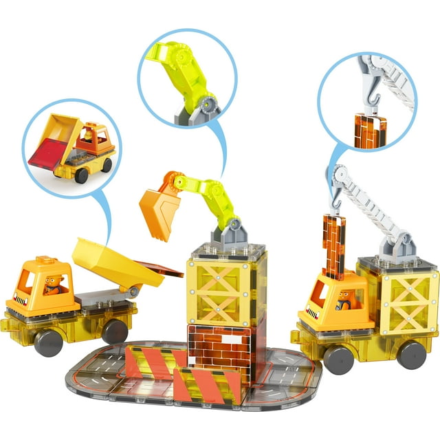 PicassoTiles - 5-in-1 Construction Vehicle w/Accessories