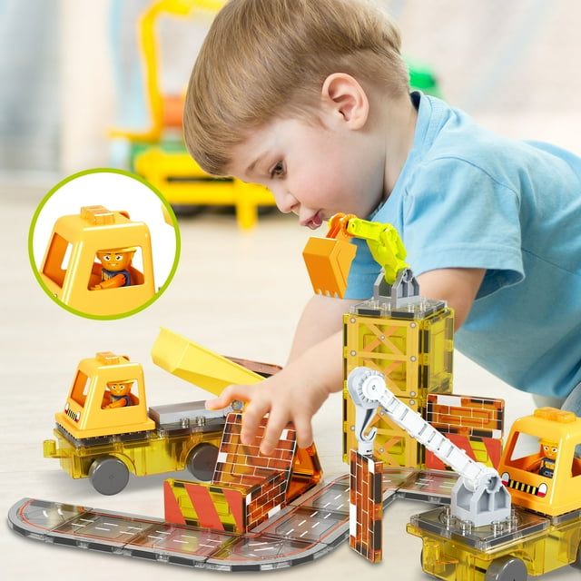 PicassoTiles - 5-in-1 Construction Vehicle w/Accessories