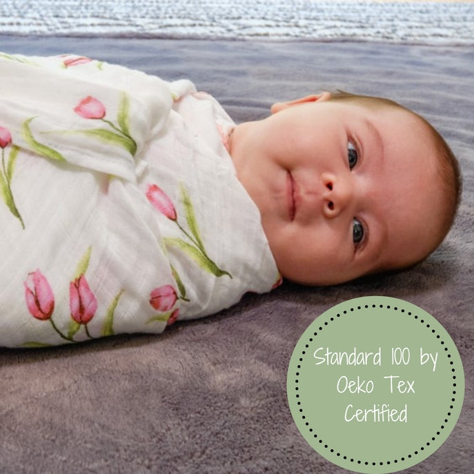 Lollybanks Cotton Swaddle Blanket - Tulip Garden