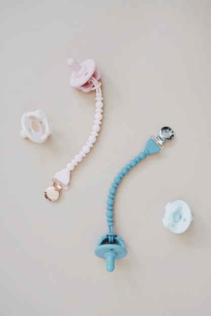 Itzy Ritzy - Toast Beaded Sweetie Strap™ Silicone One-Piece Pacifier Clips