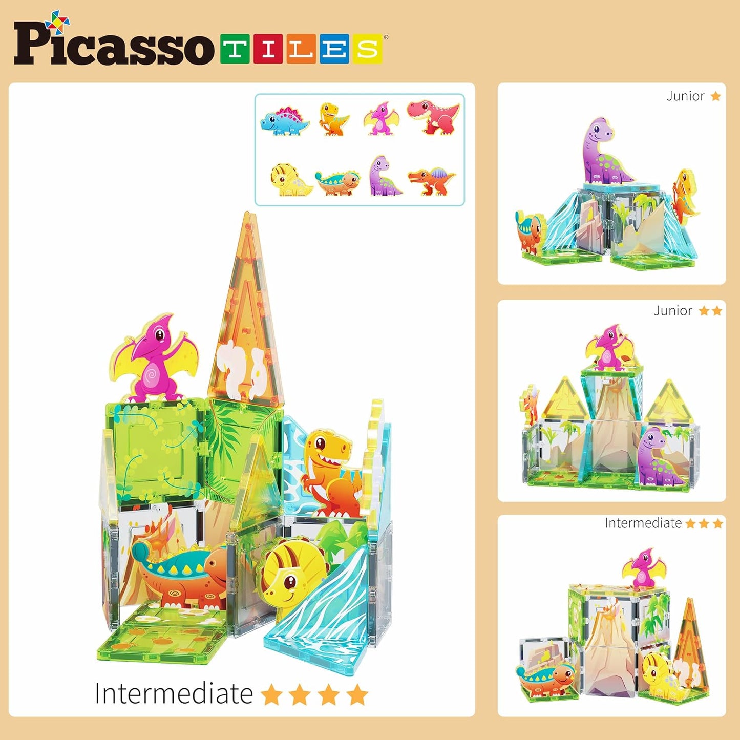 PicassoTiles - 26pc Dinosaur Theme Set