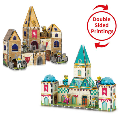 PicassoTiles 70 Pc 2-in-1 Middle Age Medieval and Castle Set