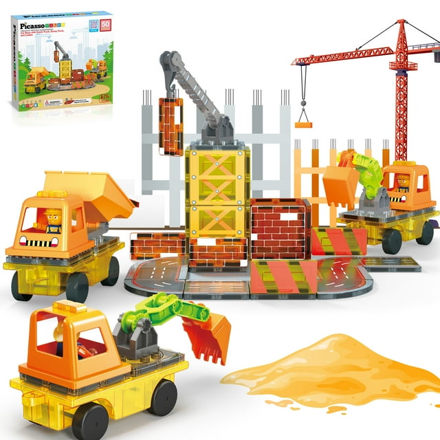 PicassoTiles - 5-in-1 Construction Vehicle w/Accessories