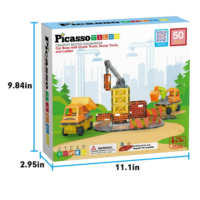 PicassoTiles - 5-in-1 Construction Vehicle w/Accessories