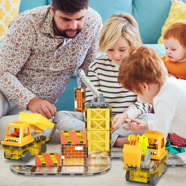 PicassoTiles - 5-in-1 Construction Vehicle w/Accessories