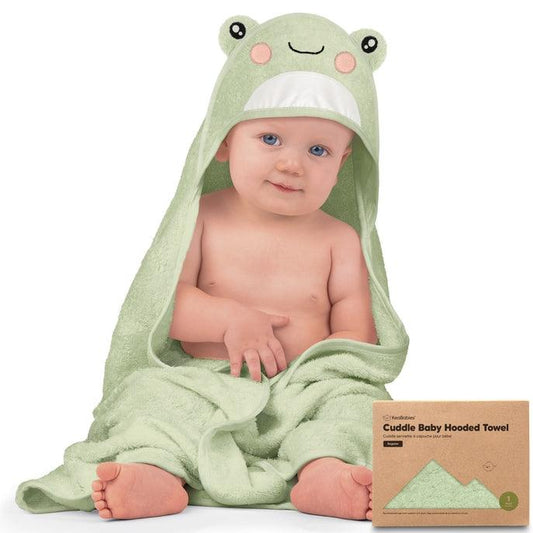 KeaBabies Cuddle Organic Bamboo Baby Hooded Towel - Frog