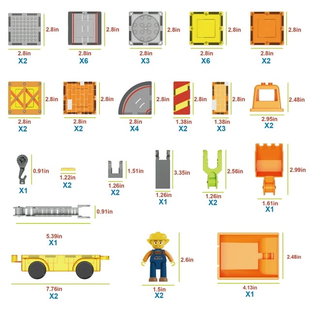 PicassoTiles - 5-in-1 Construction Vehicle w/Accessories