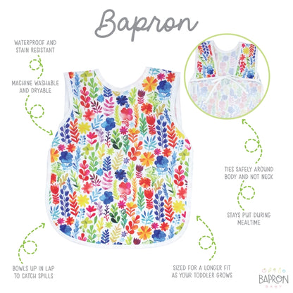 Bapron Baby - Rainbow Watercolor Floral Bapron