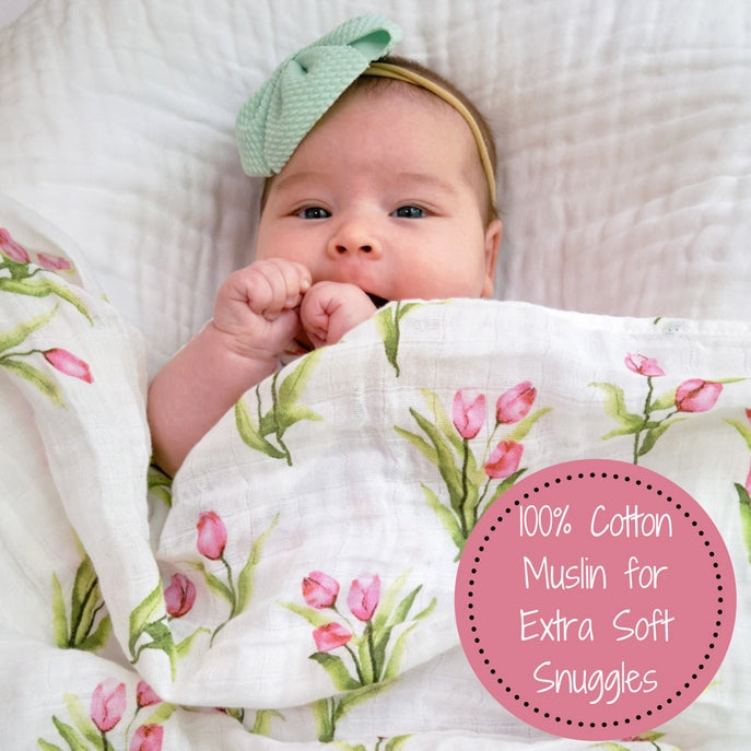 Lollybanks Cotton Swaddle Blanket - Tulip Garden