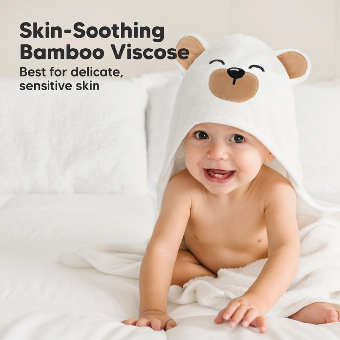 KeaBabies Cuddle Organic Bamboo Baby Hooded Towel - Grizzly