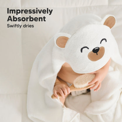 KeaBabies Cuddle Organic Bamboo Baby Hooded Towel - Grizzly