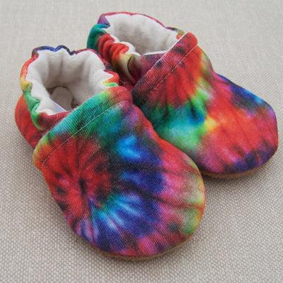 Snow and Arrows Cotton Slippers - Dark Rainbow Tie Dye