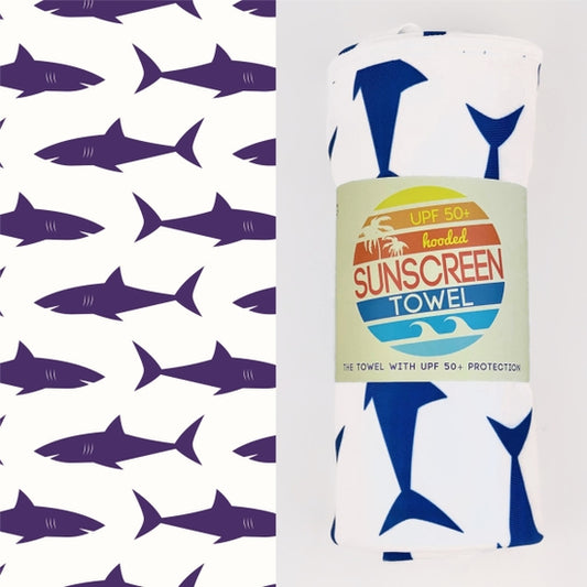 Luv Bug Co Hooded UPF 50+ Sunscreen Towel - Sharks