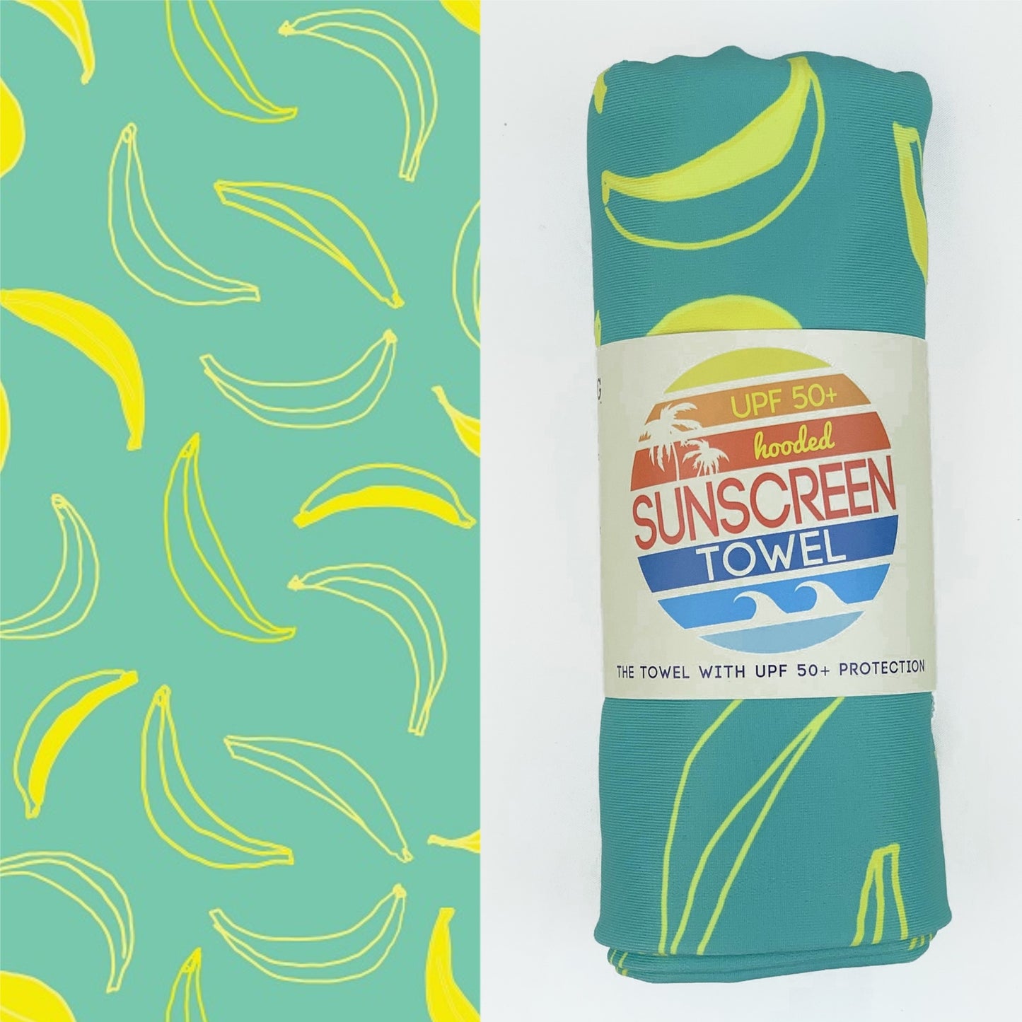 Luv Bug Co Hooded UPF 50+ Sunscreen Towel - Mint Banana