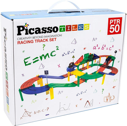 PicassoTiles 50 Piece Race Track Magnetic Tiles