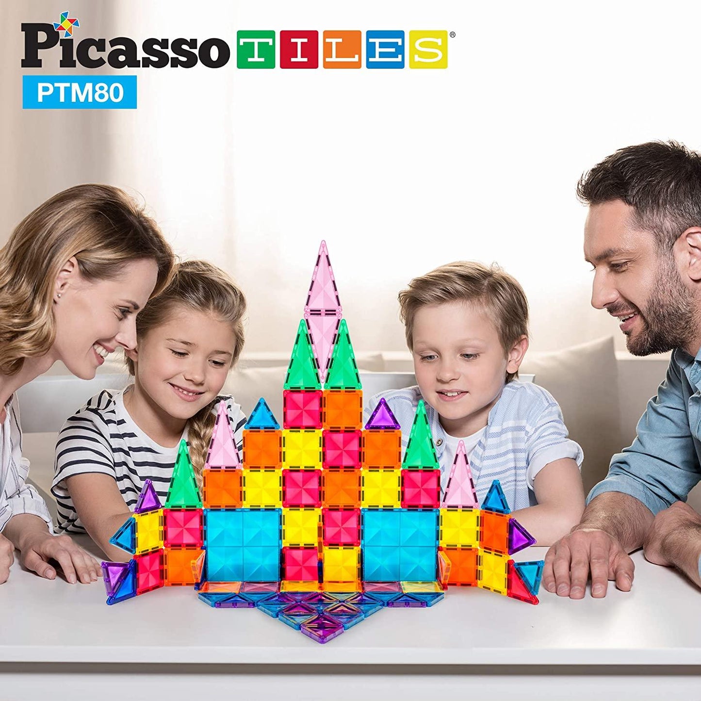 PicassoTiles 80 Piece 3D Magnetic Building Blocks - Mini Diamond Series