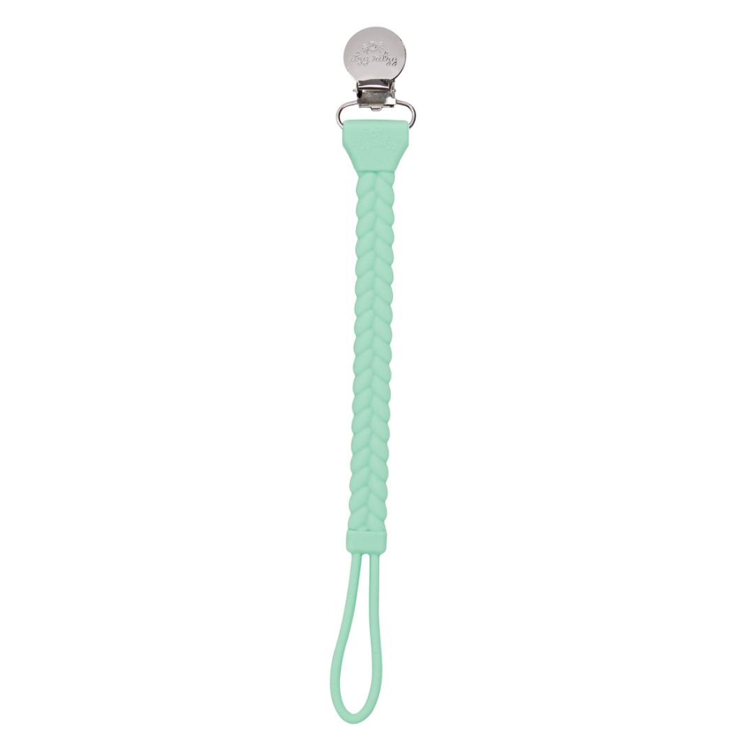 Itzy Ritzy - Sweetie Strap™ Silicone One-Piece Pacifier Clips - Mint Braid