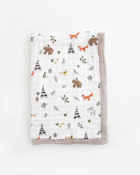 Little Unicorn Cotton Muslin Baby Blanket - Forest Friends