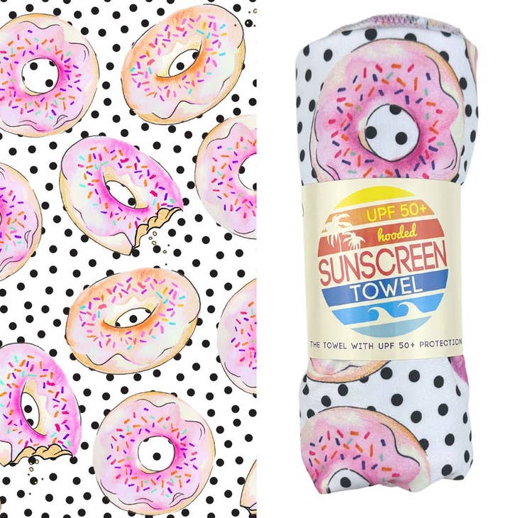 Luv Bug Co Hooded UPF 50+ Sunscreen Towel - Donut