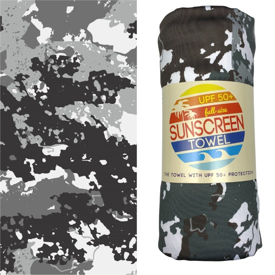 Luv Bug Co Full Size UPF 50+ Sunscreen Towel - Gray Camo