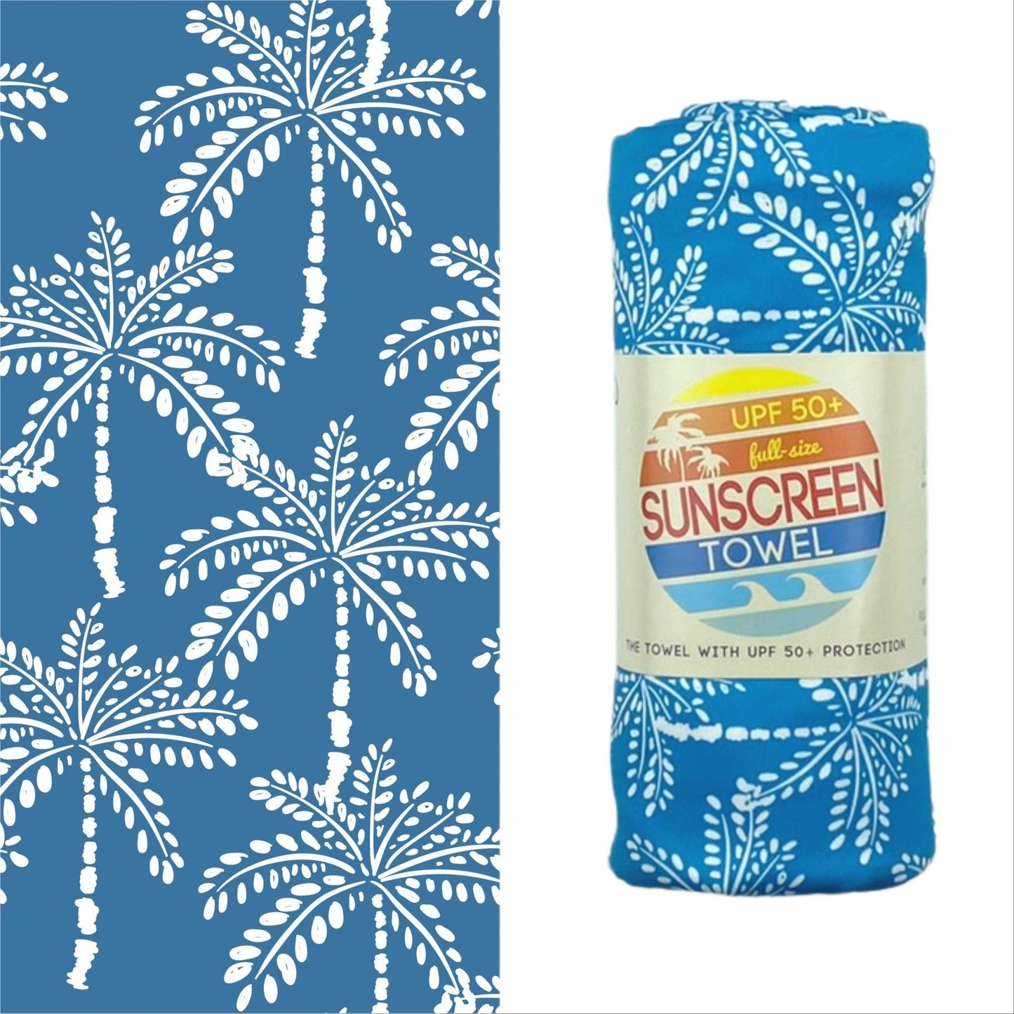 Luv Bug Co XL UPF 50+ Sunscreen Towel - White Palm Trees