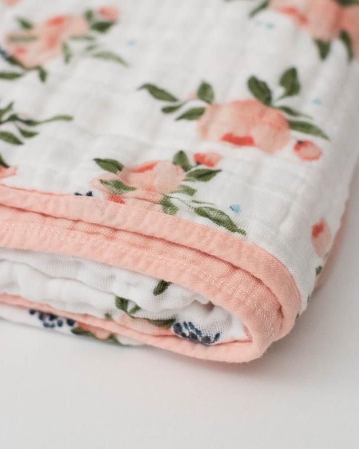 Little Unicorn Cotton Muslin Quilt - Watercolor Roses